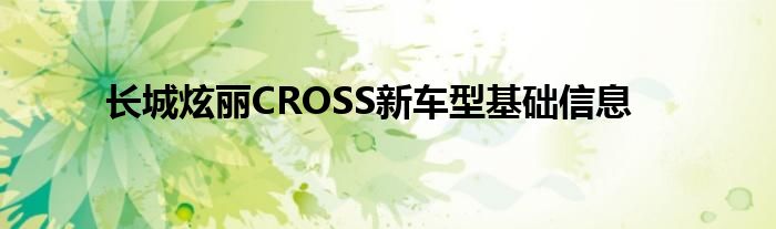 长城炫丽CROSS新车型基础信息