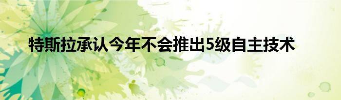 特斯拉承认今年不会推出5级自主技术