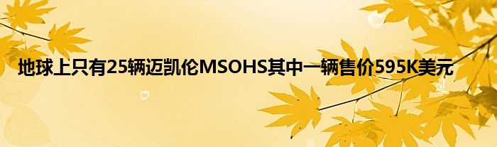 地球上只有25辆迈凯伦MSOHS其中一辆售价595K美元