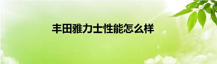 丰田雅力士性能怎么样