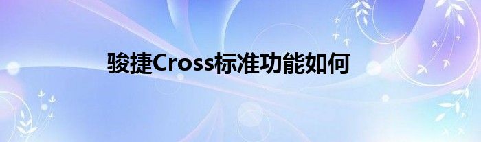 骏捷Cross标准功能如何