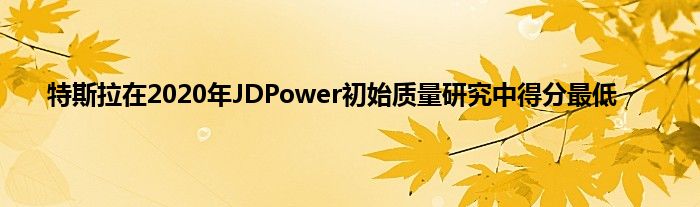 特斯拉在2020年JDPower初始质量研究中得分最低