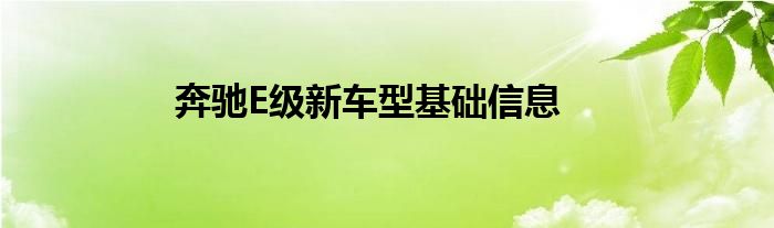 奔驰E级新车型基础信息