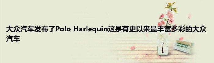 大众汽车发布了Polo Harlequin这是有史以来最丰富多彩的大众汽车