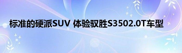 标准的硬派SUV 体验驭胜S3502.0T车型