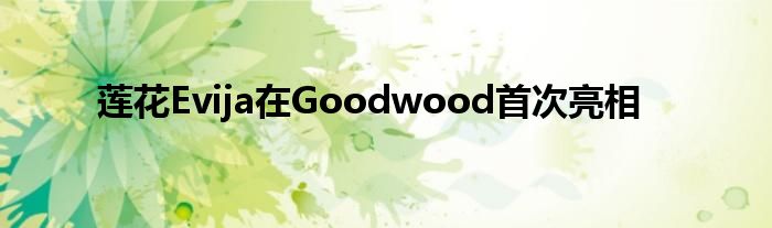 莲花Evija在Goodwood首次亮相