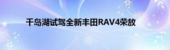 千岛湖试驾全新丰田RAV4荣放