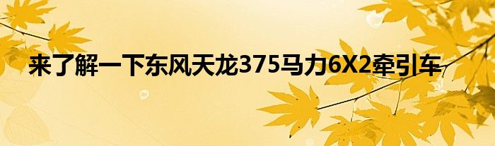 来了解一下东风天龙375马力6X2牵引车