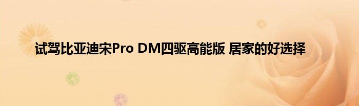 试驾比亚迪宋Pro DM四驱高能版 居家的好选择