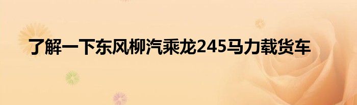 了解一下东风柳汽乘龙245马力载货车