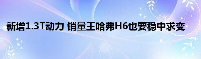 新增1.3T动力 销量王哈弗H6也要稳中求变