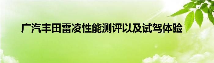 广汽丰田雷凌性能测评以及试驾体验