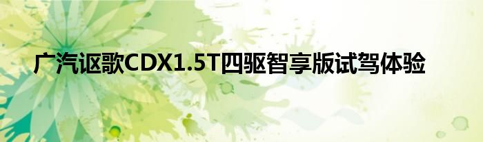 广汽讴歌CDX1.5T四驱智享版试驾体验