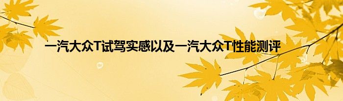 一汽大众T试驾实感以及一汽大众T性能测评