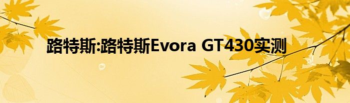 路特斯:路特斯Evora GT430实测