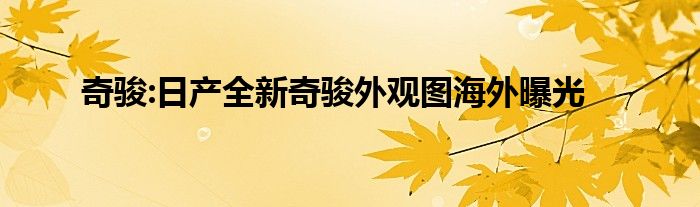 奇骏:日产全新奇骏外观图海外曝光