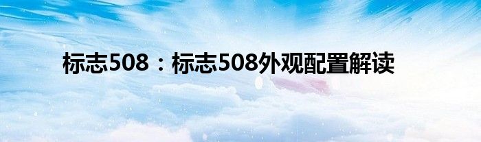 标志508：标志508外观配置解读