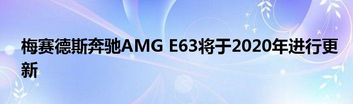 梅赛德斯奔驰AMG E63将于2020年进行更新