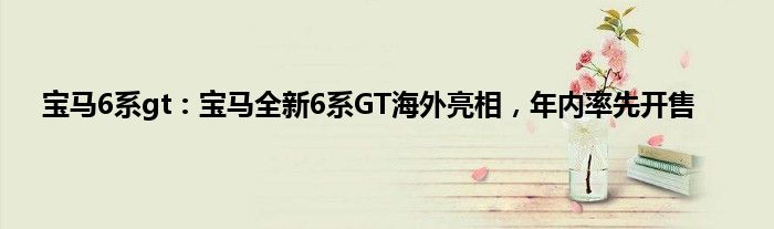 宝马6系gt：宝马全新6系GT海外亮相，年内率先开售