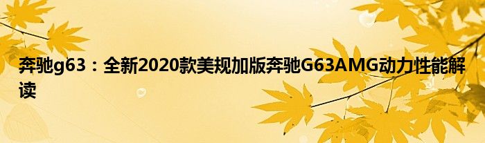 奔驰g63：全新2020款美规加版奔驰G63AMG动力性能解读