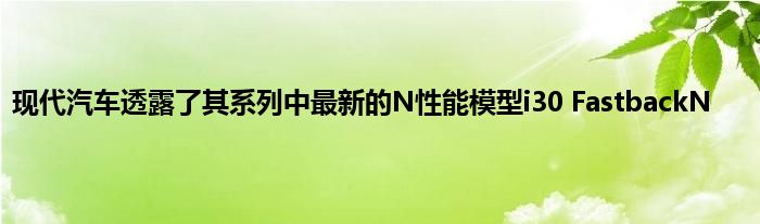 现代汽车透露了其系列中最新的N性能模型i30 FastbackN