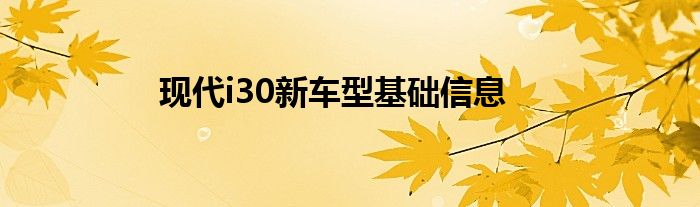 现代i30新车型基础信息