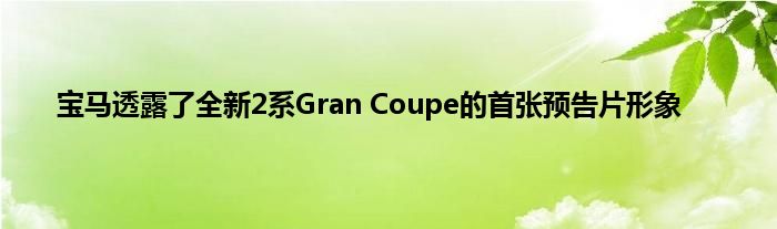 宝马透露了全新2系Gran Coupe的首张预告片形象