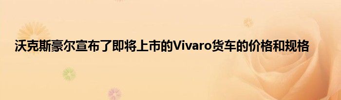 沃克斯豪尔宣布了即将上市的Vivaro货车的价格和规格