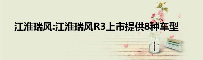 江淮瑞风:江淮瑞风R3上市提供8种车型