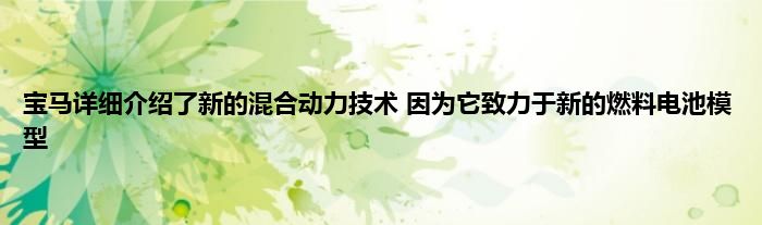 宝马详细介绍了新的混合动力技术 因为它致力于新的燃料电池模型