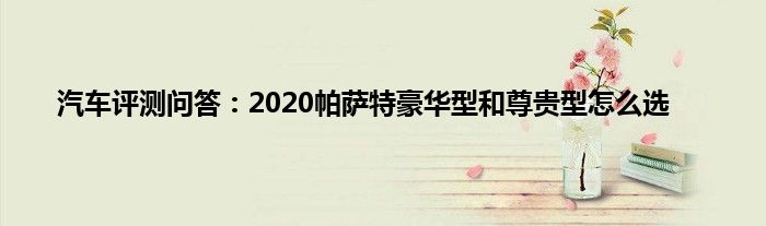 汽车评测问答：2020帕萨特豪华型和尊贵型怎么选