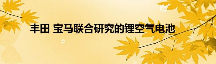 丰田 宝马联合研究的锂空气电池