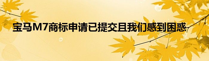 宝马M7商标申请已提交且我们感到困惑