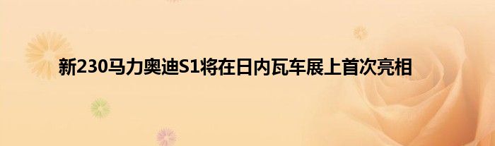 新230马力奥迪S1将在日内瓦车展上首次亮相