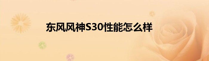 东风风神S30性能怎么样