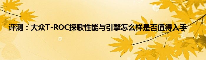 评测：大众T-ROC探歌性能与引擎怎么样是否值得入手