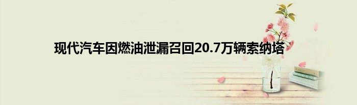 现代汽车因燃油泄漏召回20.7万辆索纳塔