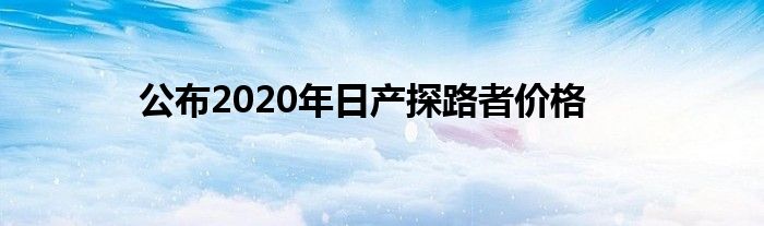 公布2020年日产探路者价格