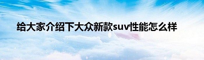 给大家介绍下大众新款suv性能怎么样