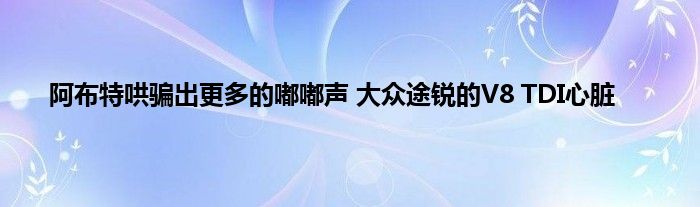 阿布特哄骗出更多的嘟嘟声 大众途锐的V8 TDI心脏