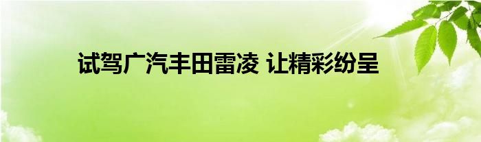 试驾广汽丰田雷凌 让精彩纷呈