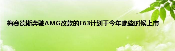 梅赛德斯奔驰AMG改款的E63计划于今年晚些时候上市