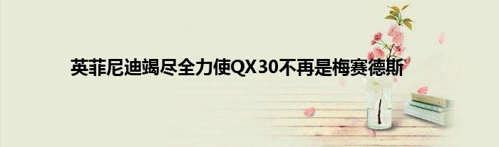 英菲尼迪竭尽全力使QX30不再是梅赛德斯