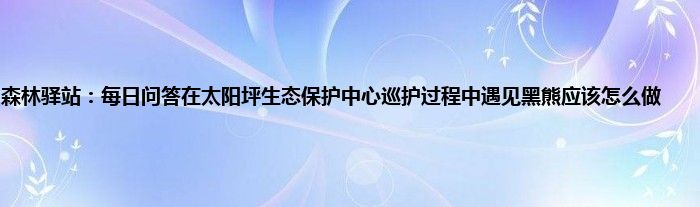 森林驿站：每日问答在太阳坪生态保护中心巡护过程中遇见黑熊应该怎么做