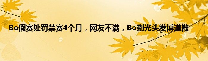 Bo假赛处罚禁赛4个月，网友不满，Bo剃光头发博道歉