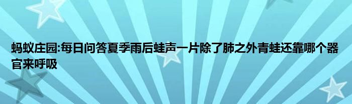 蚂蚁庄园:每日问答夏季雨后蛙声一片除了肺之外青蛙还靠哪个器官来呼吸