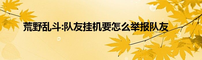 荒野乱斗:队友挂机要怎么举报队友