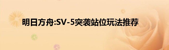 明日方舟:SV-5突袭站位玩法推荐