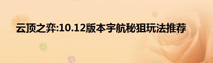 云顶之弈:10.12版本宇航秘狙玩法推荐