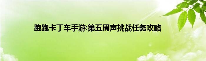 跑跑卡丁车手游:第五周声挑战任务攻略